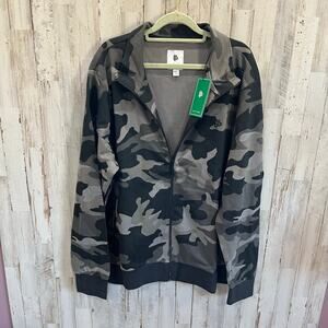 NWT Flint Park Court Tennis Zip-Up Jacket Men's Size XL in Black & Gray Camo